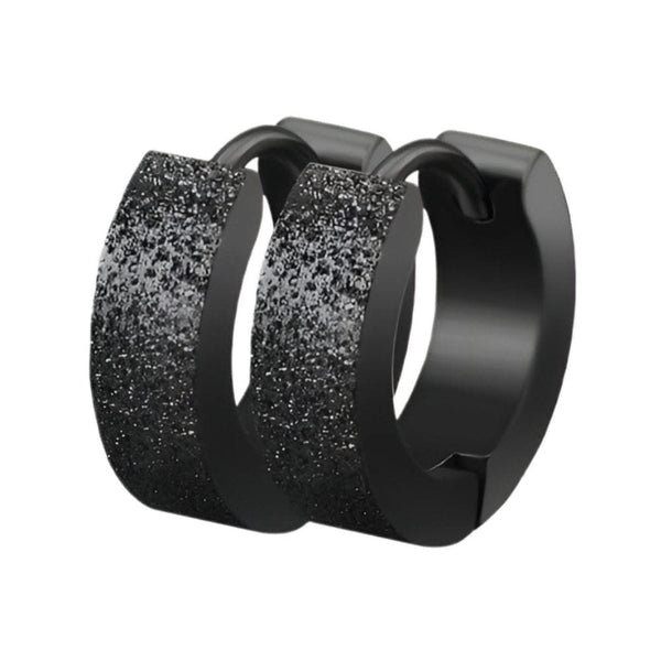 ARCTIC BLACK HALO - 5mm Titanium Steel Hoop Earrings for Men & Boys (2 Pcs)