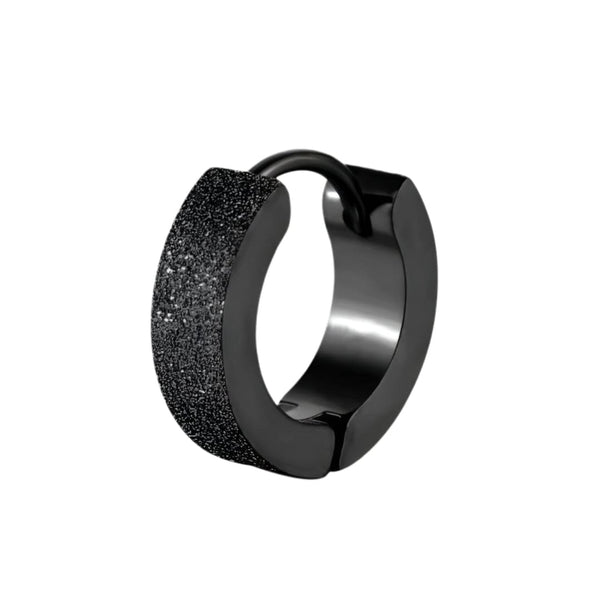 ARCTIC BLACK HALO - 5mm Titanium Steel Hoop Earrings for Men & Boys (2 Pcs)