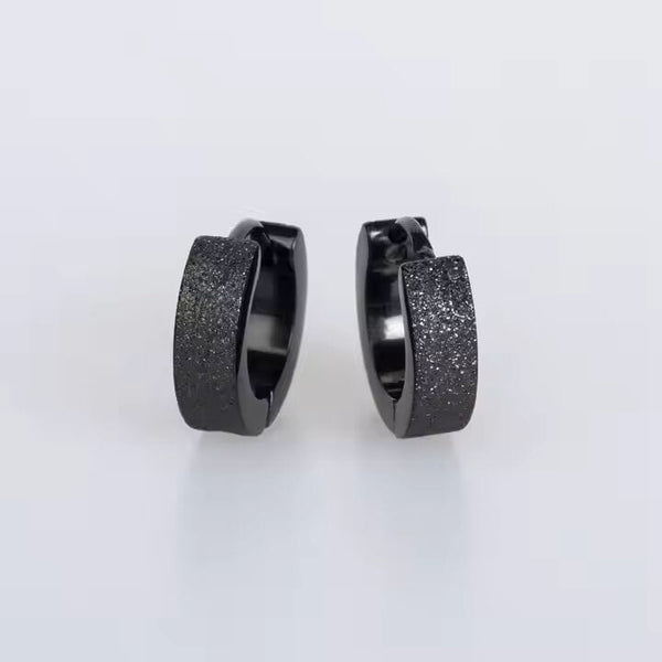 ARCTIC BLACK HALO - 5mm Titanium Steel Hoop Earrings for Men & Boys (2 Pcs)