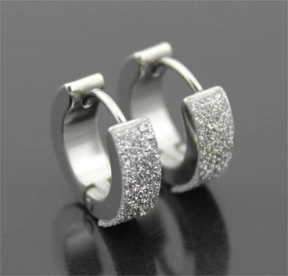 THE MEN THING Nose & Ear Ring Pair (Both Ears) ARCTIC SILVER HALO - 5mm Titanium Steel Hoop Earrings for Men & Boys (2 Pcs)