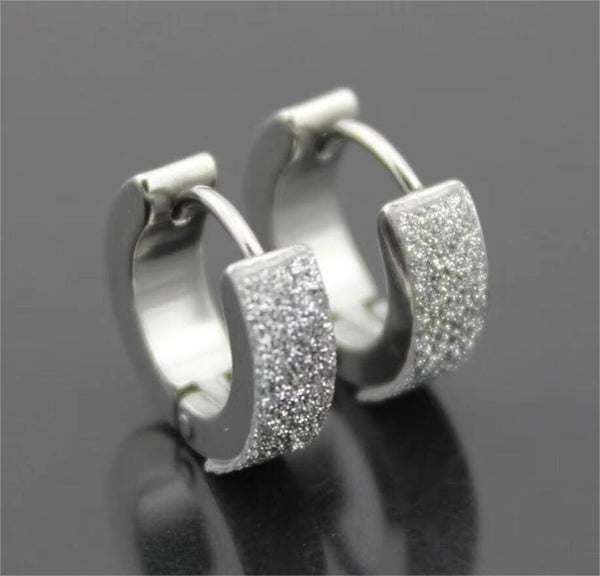 ARCTIC SILVER HALO - 5mm Titanium Steel Hoop Earrings for Men & Boys (2 Pcs)