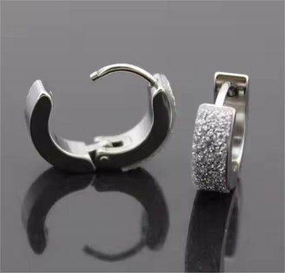 THE MEN THING Nose & Ear Ring Pair (Both Ears) ARCTIC SILVER HALO - 5mm Titanium Steel Hoop Earrings for Men & Boys (2 Pcs)