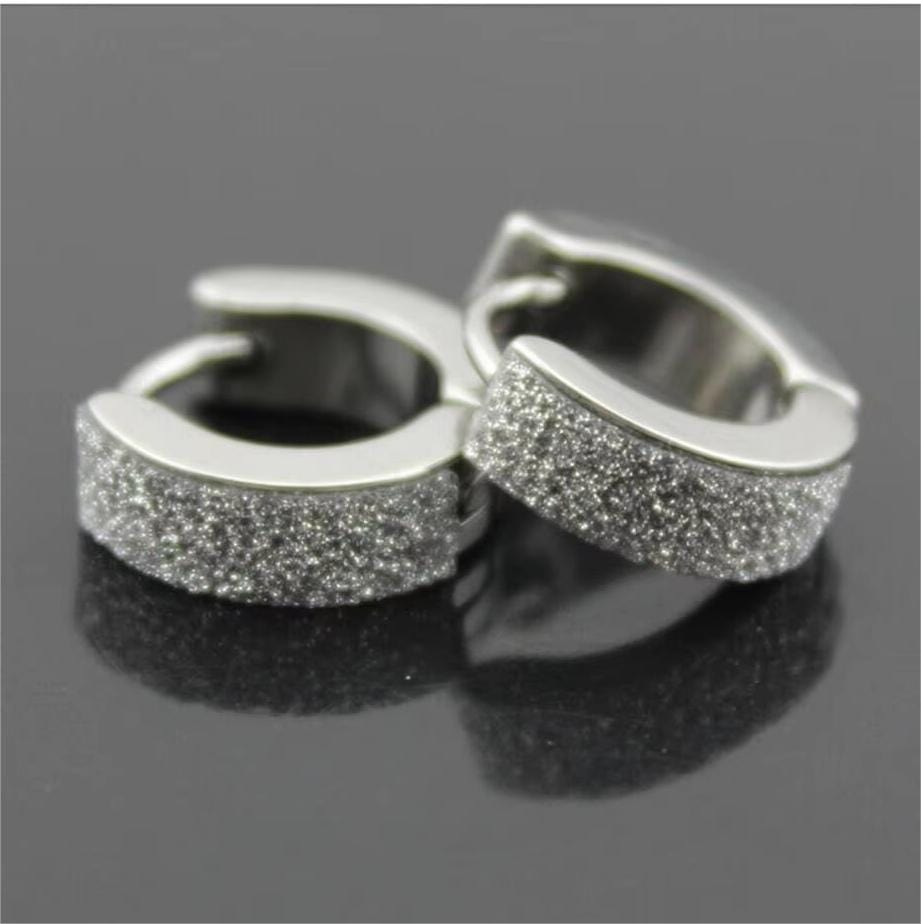 THE MEN THING Nose & Ear Ring Pair (Both Ears) ARCTIC SILVER HALO - 5mm Titanium Steel Hoop Earrings for Men & Boys (2 Pcs)