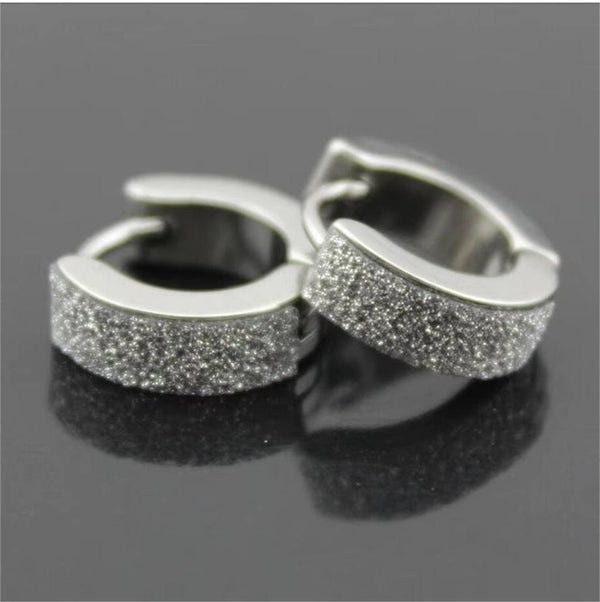 ARCTIC SILVER HALO - 5mm Titanium Steel Hoop Earrings for Men & Boys (2 Pcs)