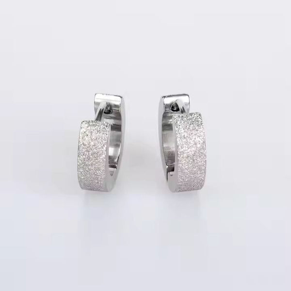ARCTIC SILVER HALO - 5mm Titanium Steel Hoop Earrings for Men & Boys (2 Pcs)