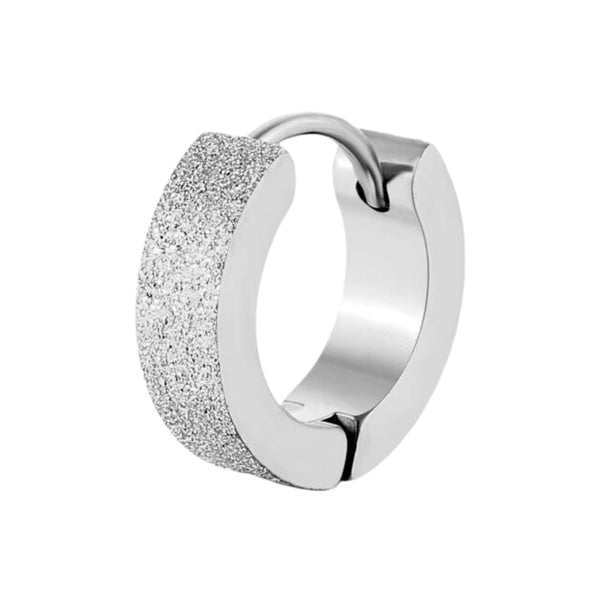 ARCTIC SILVER HALO - 5mm Titanium Steel Hoop Earrings for Men & Boys (2 Pcs)