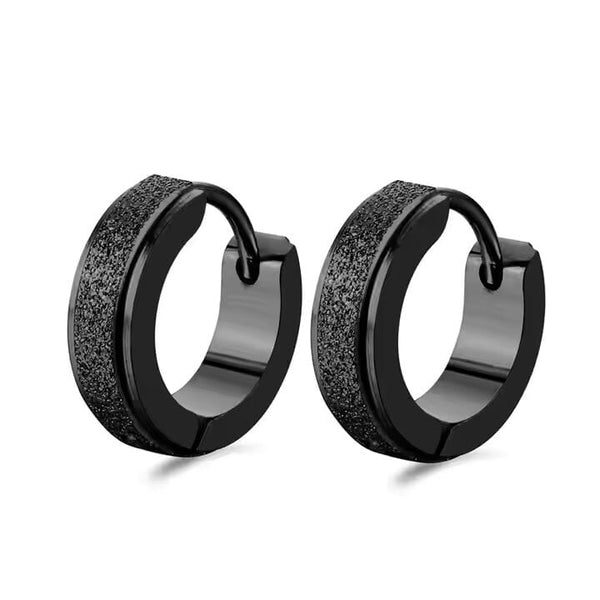 AURORA BLACK - 5mm Titanium Steel Hoop Earrings for Men & Boys (2 Pcs)