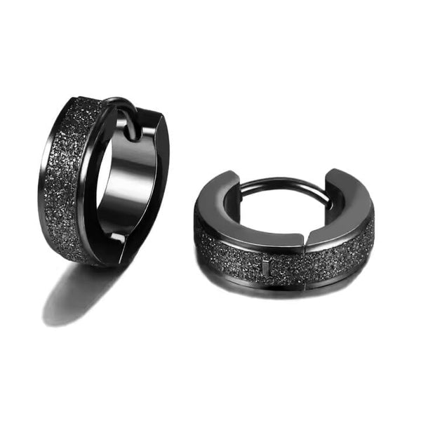 AURORA BLACK - 5mm Titanium Steel Hoop Earrings for Men & Boys (2 Pcs)