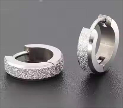 THE MEN THING Nose & Ear Ring Pair (Both Ears) AURORA SILVER - 5mm Titanium Steel Hoop Earrings for Men & Boys (2 Pcs)