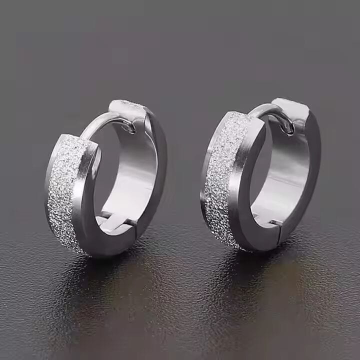 THE MEN THING Nose & Ear Ring Pair (Both Ears) AURORA SILVER - 5mm Titanium Steel Hoop Earrings for Men & Boys (2 Pcs)