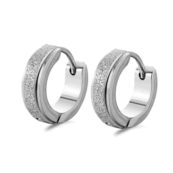 AURORA SILVER - 5mm Titanium Steel Hoop Earrings for Men & Boys (2 Pcs)