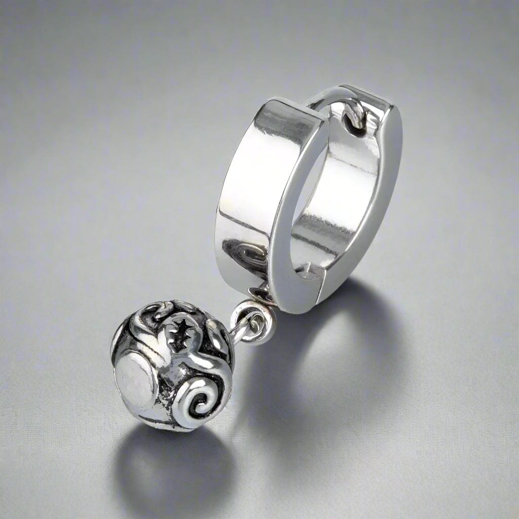 THE MEN THING Nose & Ear Ring Pair  (Both Ears) BALI BALL - Titanium Steel Hoop Earrings for Men & Boys (2 Pcs)