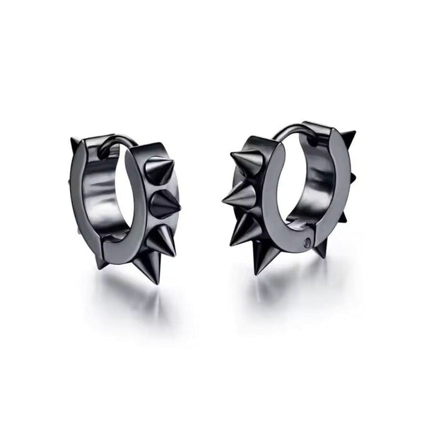 BLACK DAGGERLOOP - 5mm Titanium Steel Hoop Earrings for Men & Boys (2 Pcs)