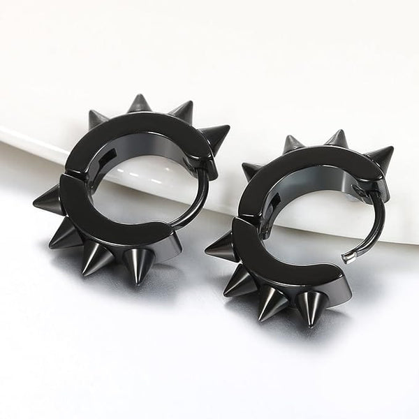 BLACK DAGGERLOOP - 5mm Titanium Steel Hoop Earrings for Men & Boys (2 Pcs)