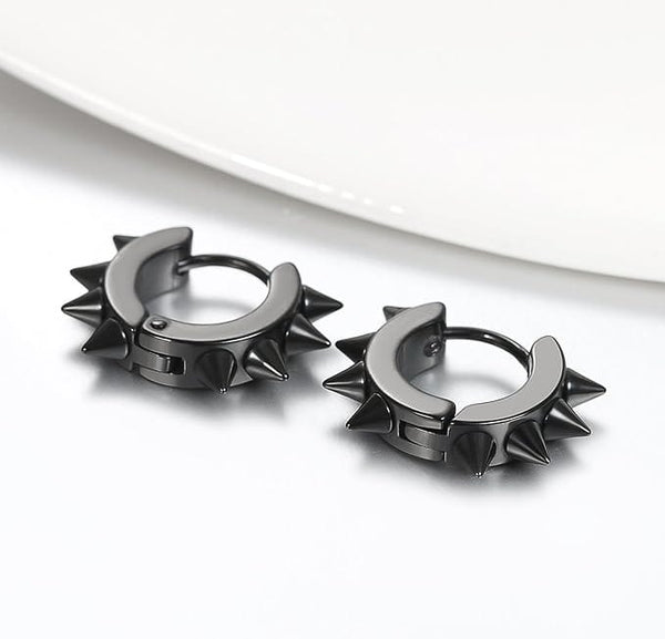 BLACK DAGGERLOOP - 5mm Titanium Steel Hoop Earrings for Men & Boys (2 Pcs)