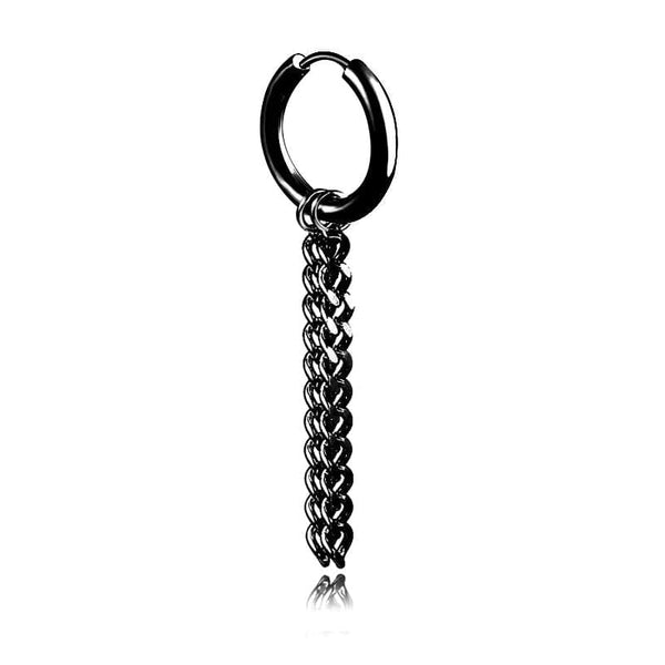 BLACK NOCTURNE LINK - 2mm Titanium Steel Hoop Earrings for Men & Boys (2 Pcs)