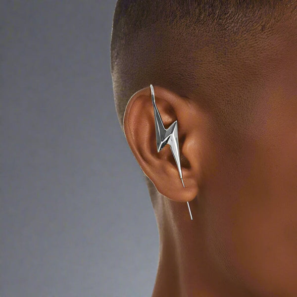 BOLT - పురుషులు & అబ్బాయిల కోసం స్వచ్ఛమైన టైటానియం స్టీల్ ఇయర్ క్రాలర్ హుక్ పిన్ కఫ్ చెవిపోగులు