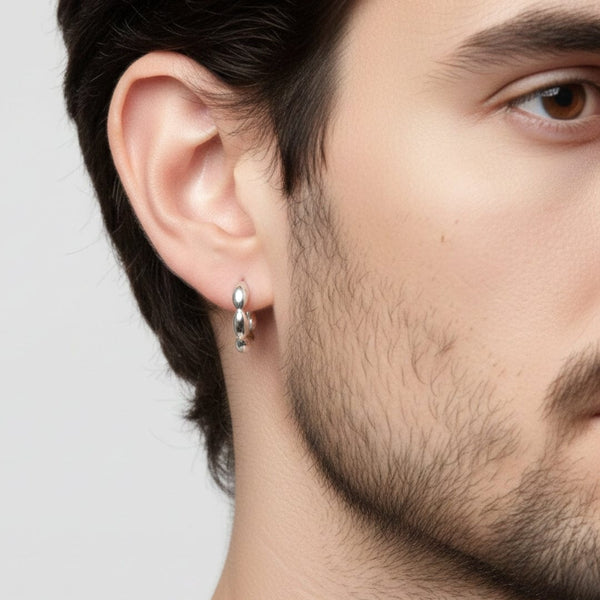 BREEZE CURVE - Titanium Steel Hoop Earrings for Men & Boys (2 Pcs)