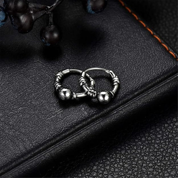 COMET HOOPS - Titanium Steel Hoop Earrings for Men & Boys (2 Pcs)