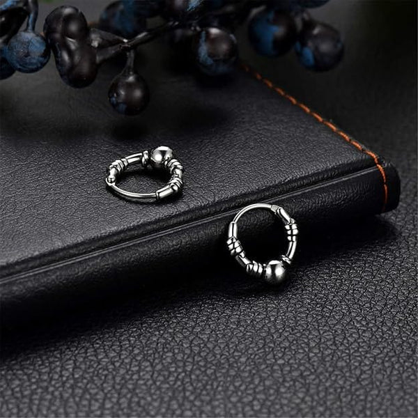 COMET HOOPS - Titanium Steel Hoop Earrings for Men & Boys (2 Pcs)