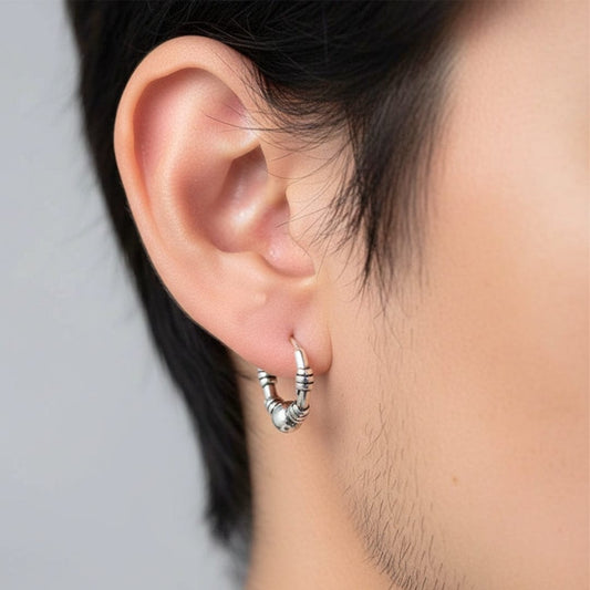 THE MEN THING Nose & Ear Ring Pair (Both Ears) COMET HOOPS - Titanium Steel Hoop Earrings for Men & Boys (2 Pcs)