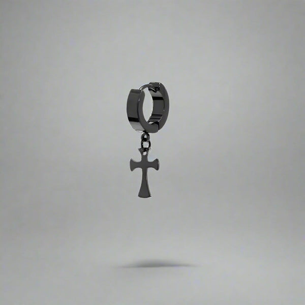 CROSS FIXION - Pure Titanium Steel Ear Hoop Earrings for Men & Boys (2 Pcs)