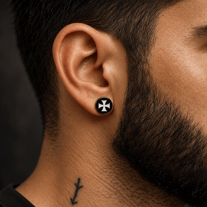 THE MEN THING Nose & Ear Ring Pair  (Both Ears) CRUCIBLE - Magnetic Non-Piercing Pure Titanium Steel Studs Earrings for Men & Boys (2 Pcs)
