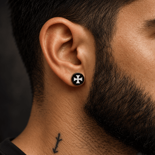 THE MEN THING Nose & Ear Ring Pair  (Both Ears) CRUCIBLE - Magnetic Non-Piercing Pure Titanium Steel Studs Earrings for Men & Boys (2 Pcs)