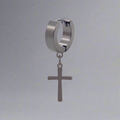 THE MEN THING Nose & Ear Ring Pair  (Both Ears) CRUCIS - BLACK - Titanium Steel Hoop Earrings for Men & Boys (2 Pcs)