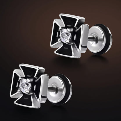 THE MEN THING Nose & Ear Ring Pair  (Both Ears) CRUXSTONE  - Pure Titanium Steel Ear Hoop Earrings for Men & Boys (2 Pcs)