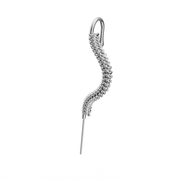 CURVED SPINE - Pure Titanium Steel Ear Crawler Hook Pin Cuff Earrings for Men & Boys (2 Pcs)