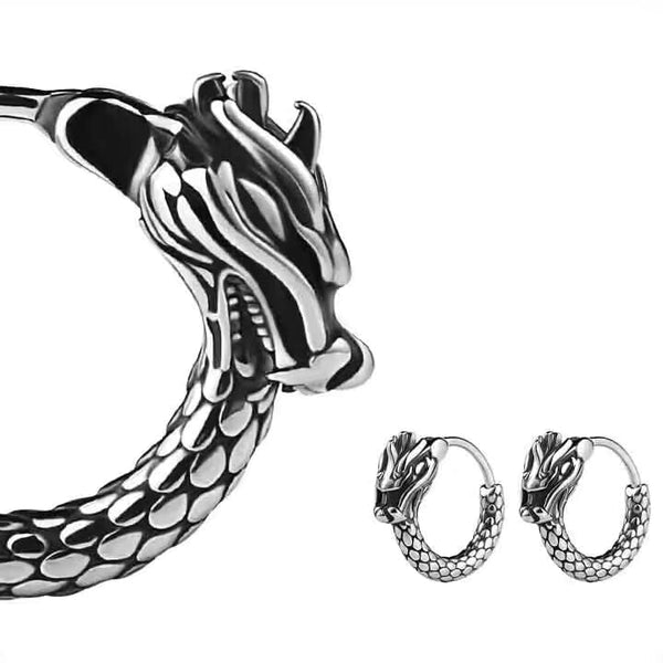 DRAKONOS  - Titanium Steel Hoop Earrings for Men & Boys (2 Pcs)