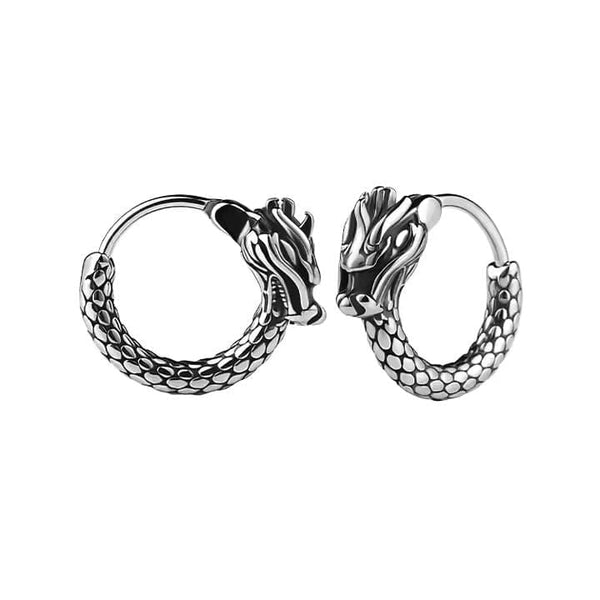DRAKONOS  - Titanium Steel Hoop Earrings for Men & Boys (2 Pcs)