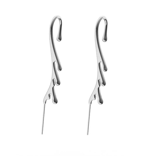 THE MEN THING Nose & Ear Ring Pair  (Both Ears) DRIZZLE - Pure Titanium Steel Ear Crawler Hook Pin Cuff Earrings for Men & Boys (2 Pcs)