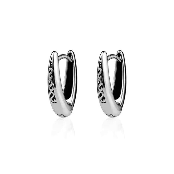 EVOSTUDS SILVER - Titanium Steel Hoop Earrings for Men & Boys (2 Pcs)