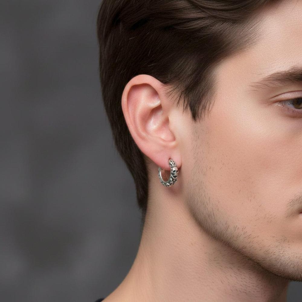 THE MEN THING Nose & Ear Ring Pair (Both Ears) GHOSTFURY HOOPS - Titanium Steel Hoop Earrings for Men & Boys (2 Pcs)
