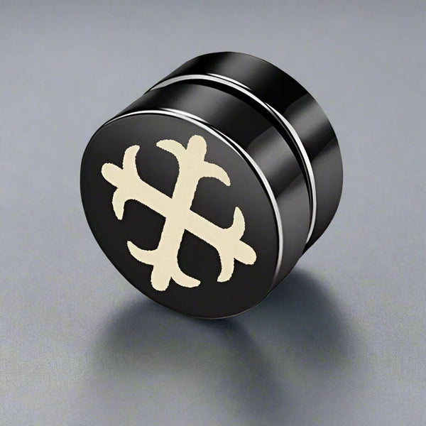 GLINT CROSS - Magnetic Non-Piercing Pure Titanium Steel Studs Earrings for Men & Boys (2 Pcs)