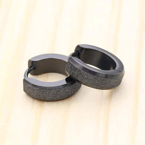 GLITTER LOOP - Pure Titanium Steel Hoop Ear Earrings for Men & Boys (2 Pcs)