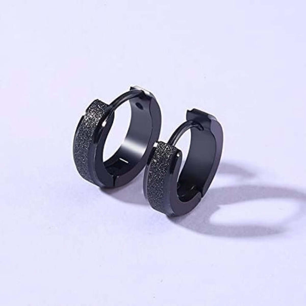 GLITTER LOOP - Pure Titanium Steel Hoop Ear Earrings for Men & Boys (2 Pcs)