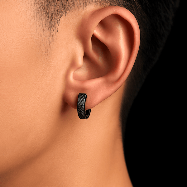 GLITTER LOOP - Pure Titanium Steel Hoop Ear Earrings for Men & Boys (2 Pcs)