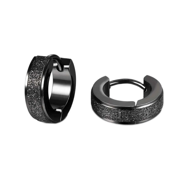 GLITTER LOOP - Pure Titanium Steel Hoop Ear Earrings for Men & Boys (2 Pcs)