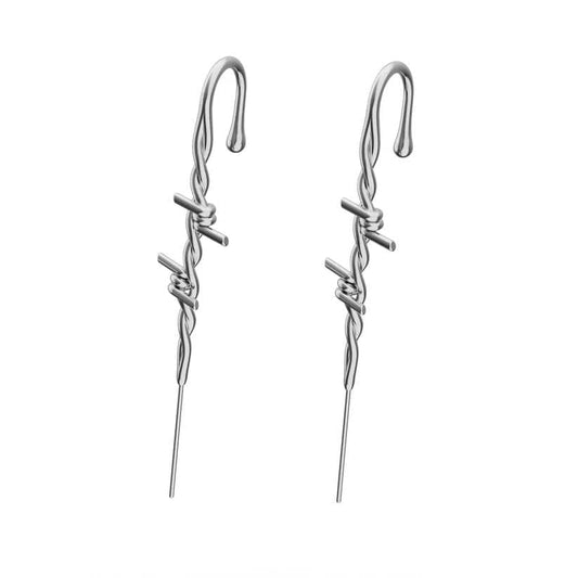THE MEN THING Nose & Ear Ring Pair  (Both Ears) HEED - Pure Titanium Steel Ear Crawler Hook Pin Cuff Earrings for Men & Boys (2 Pcs)