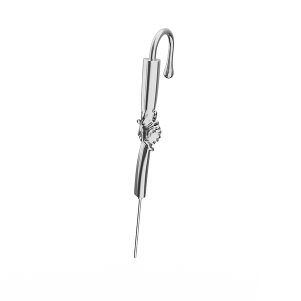 HELPING HAND - Pure Titanium Steel Ear Crawler Hook Pin Cuff Earrings for Men & Boys (2 Pcs)