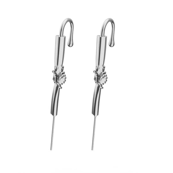 HELPING HAND - Pure Titanium Steel Ear Crawler Hook Pin Cuff Earrings for Men & Boys (2 Pcs)