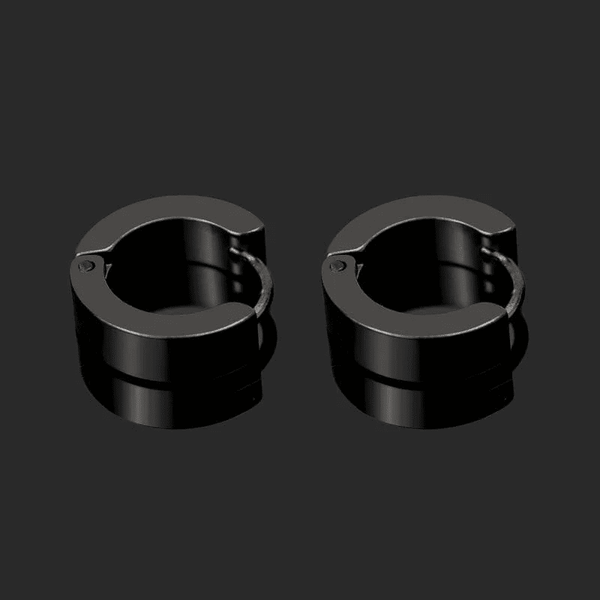 HUGGIE BLACK - Titanium Steel Stud Earrings for Men & Boys (2 Pcs)