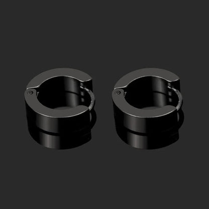 THE MEN THING Nose & Ear Ring Pair  (Both Ears) HUGGIE BLACK - Titanium Steel Stud Earrings for Men & Boys (2 Pcs)