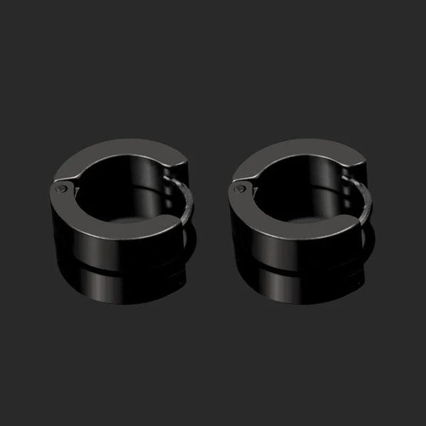 HUGGIE BLACK - Titanium Steel Stud Earrings for Men & Boys (2 Pcs)
