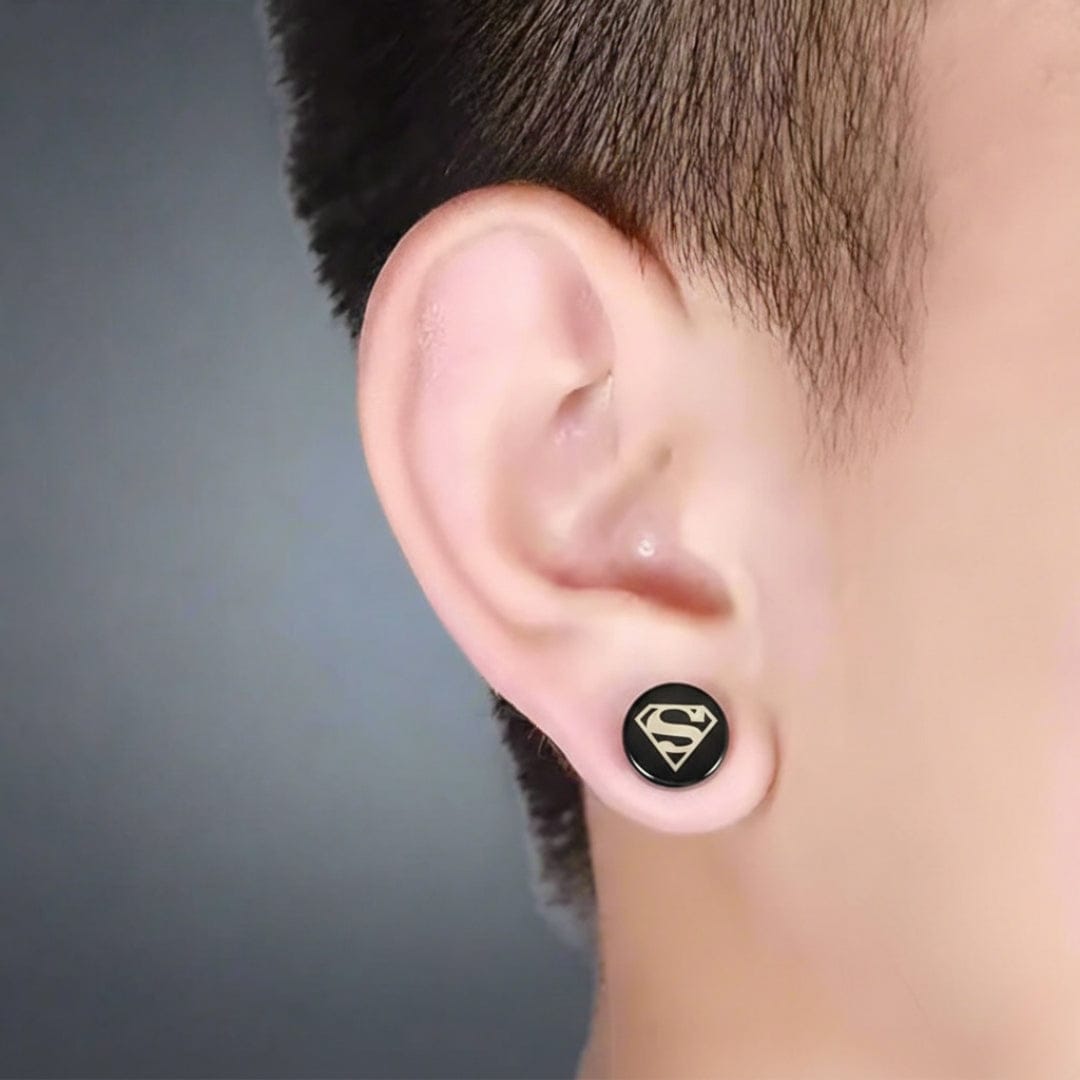 THE MEN THING Nose & Ear Ring Pair  (Both Ears) KRYPTONIAN - Magnetic Non-Piercing Pure Titanium Steel Studs Earrings for Men & Boys (2 Pcs)