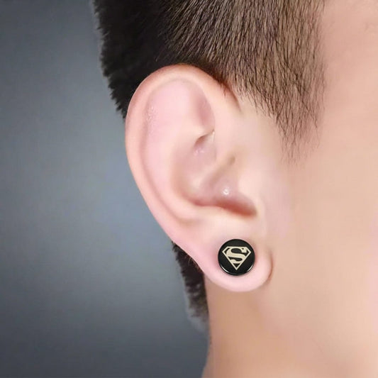 THE MEN THING Nose & Ear Ring Pair  (Both Ears) KRYPTONIAN - Magnetic Non-Piercing Pure Titanium Steel Studs Earrings for Men & Boys (2 Pcs)