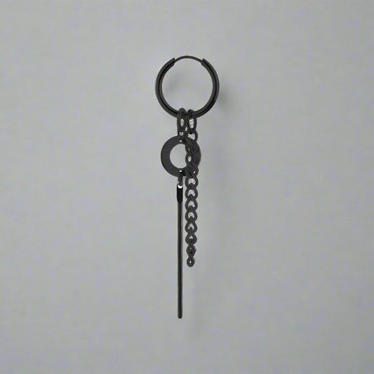 THE MEN THING Nose & Ear Ring Pair  (Both Ears) LINKER LOOP - BLACK - Pure Titanium Steel Ear Hoop Earrings for Men & Boys (2 Pcs)